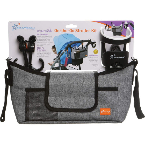 Dreambaby® On­The­Go Stroller Bag Combo Kit Grey Denim | حقيبة العربية ال®ه من دريم بيبي-طقم جينز رمادي